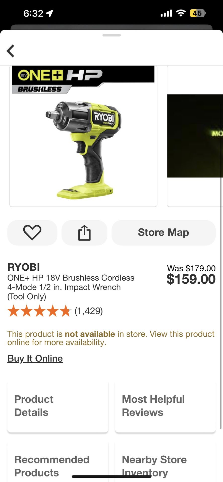 Ryobi ONE+ HP 18V Brushless Cordless 4-Mode 1/2 in. Impact Wrench (Tool Only)