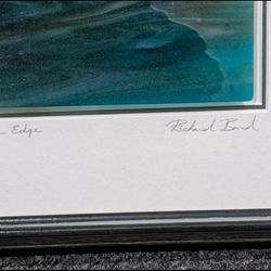 Original Richard Bond Sandblasted Glass Art – “Cliff Edge” – Framed – Signed – Collector Piece