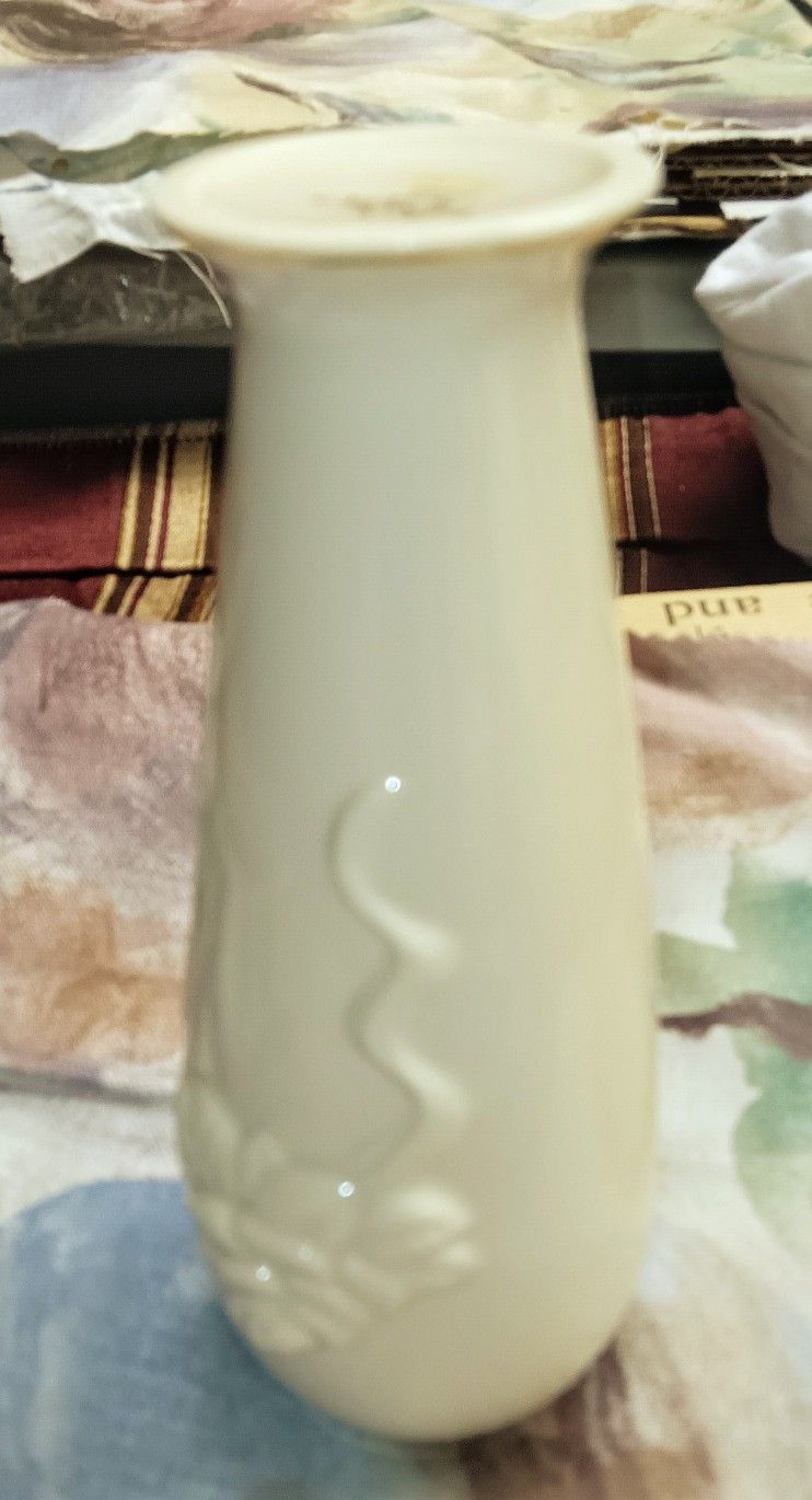 Ivory Color Lennox Bud  Vase Gold Trim