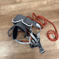 Climbing harness and rope
