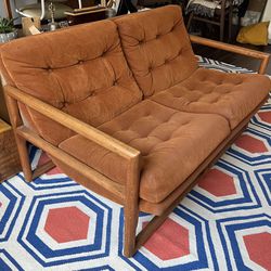 Original 1970’s Milo Baughman Scoop Love Seat (Rust Brown Color For Two People)