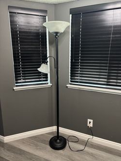 Black Torchiere Floor Lamp with Reading Light