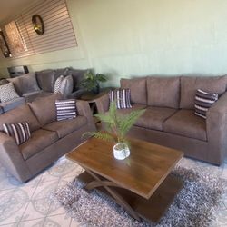 Brown Sofa And Love Seat