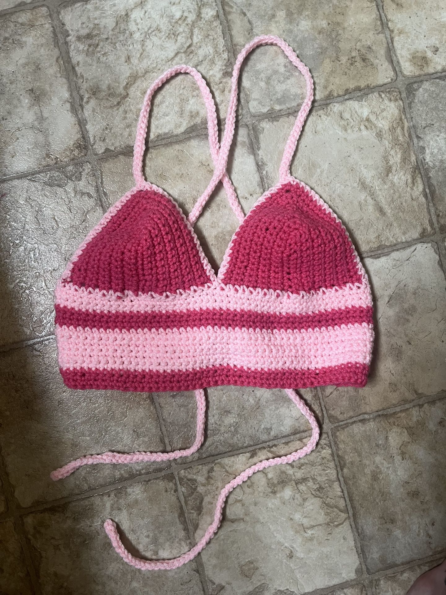 Pink Hand Made Crop Top Corset Back