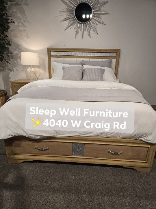 Queen King Storage Bed Frame ✨️ Furniture Sectionals Bedrooms Dining Avail