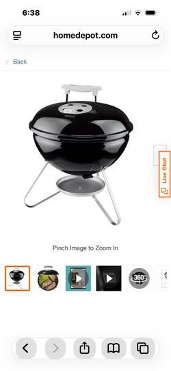 Smokey Joe 14 in. Portable Charcoal Grill in Black with Steel Cooking Grate