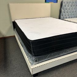 NEW TWIN AND FULL SIZE BEIGE BED WITH MATTRESS AND BOXSPRING INCLUDING FREE DELIVERY 