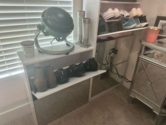 White Mirrored Shoe Cabinet