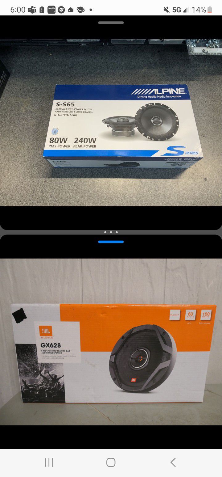 JBL GX628 & Alpine S-S65 6.5 Coaxial Speakers