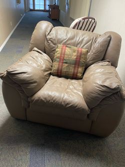 Oversized Tan Leather Accent Chair