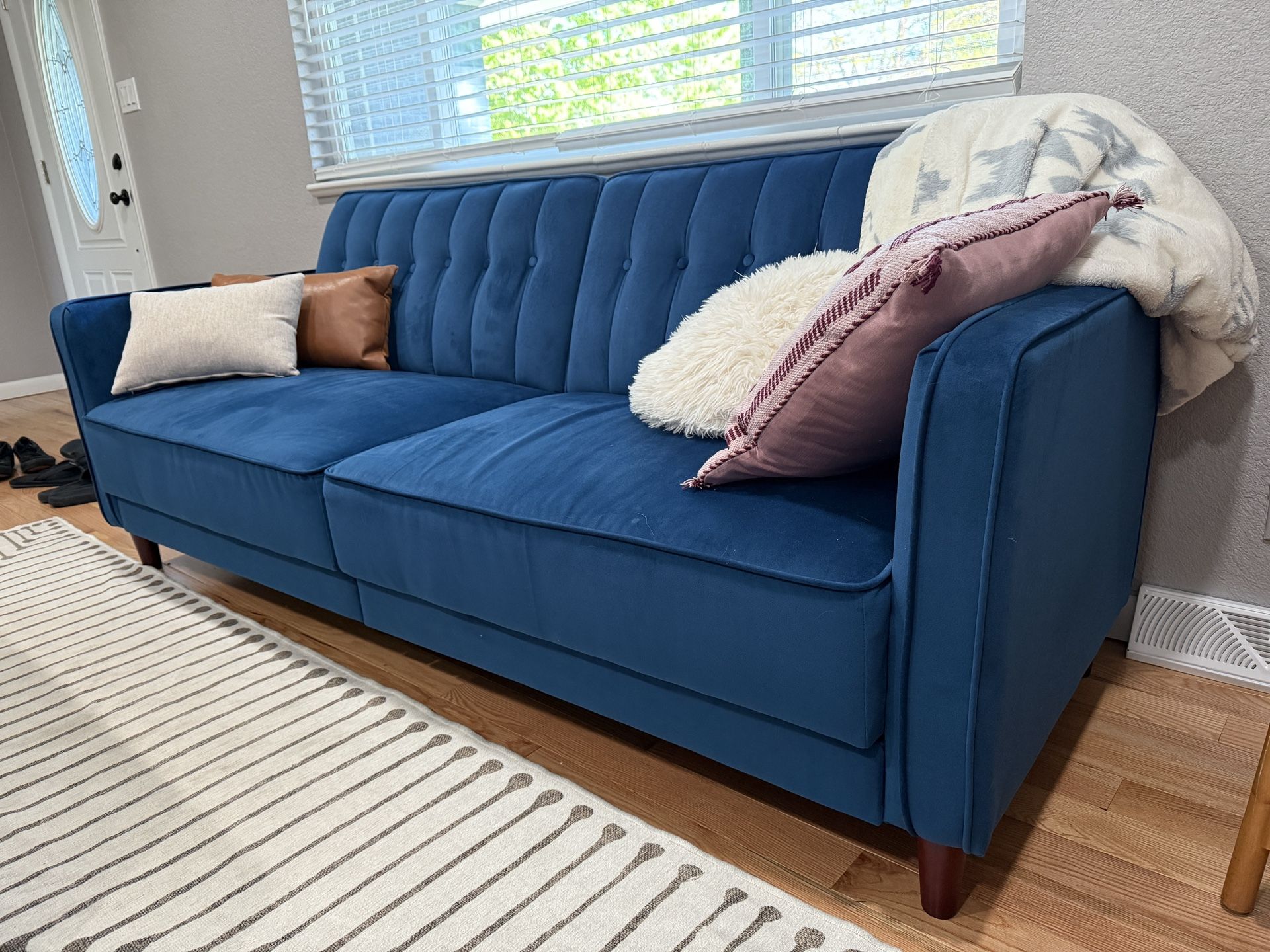Mid Day Century Velvet Convertible Sofa – Barely Used – $300 (Originally $880)