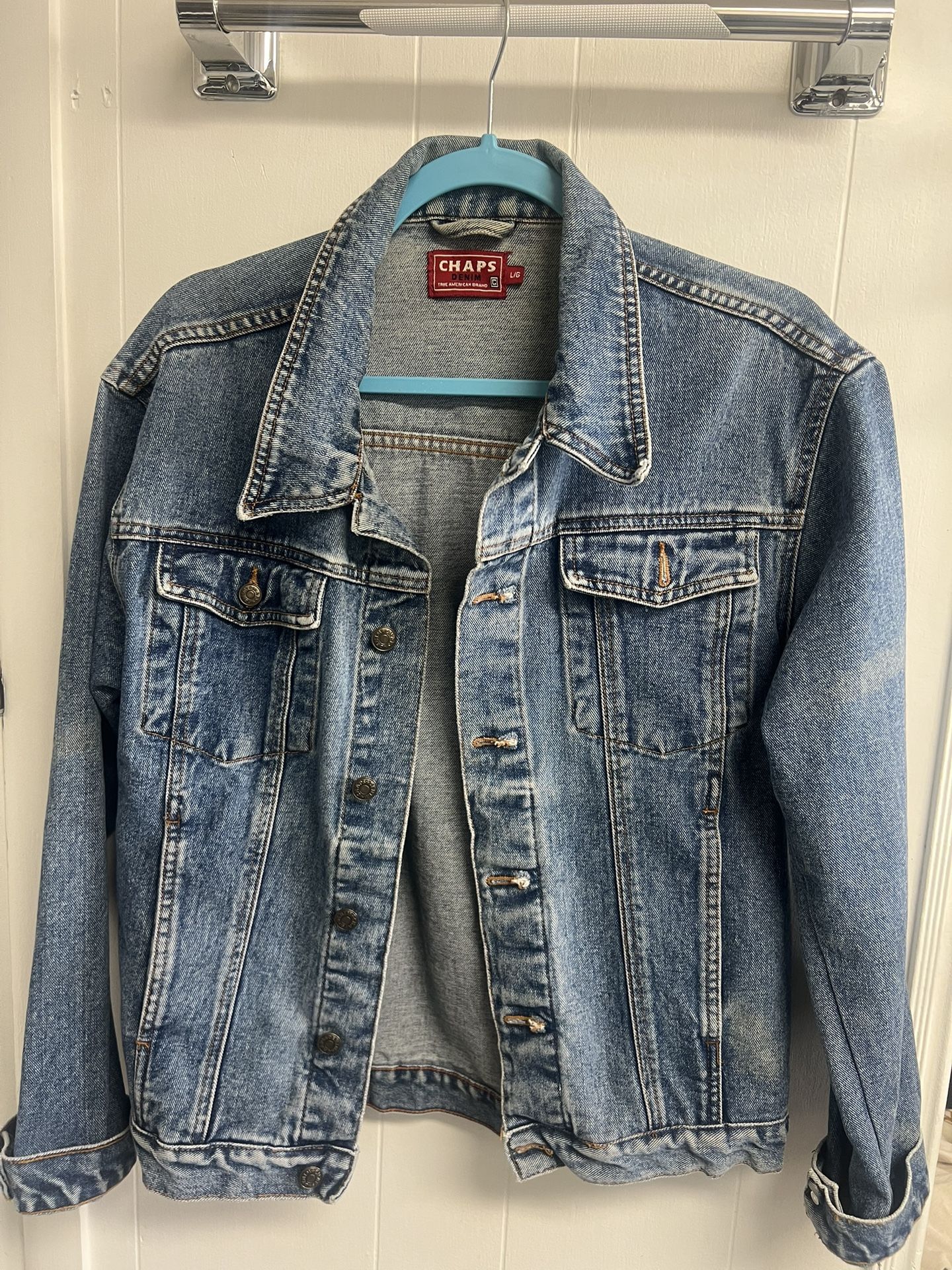 Chaps Denim Trucker Jean Jacket Mens Large Button Up Western