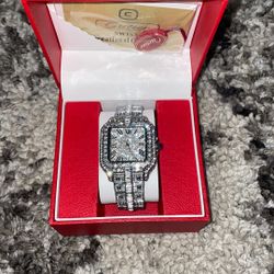 Custom Iced Out Cz Cartier Watch (passes Diamond Tester)