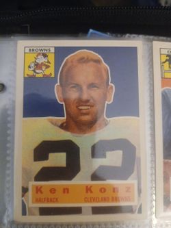 1955 Bowman card featuring Ken Konz a standout defensive back and punter for The Cleveland Browns
