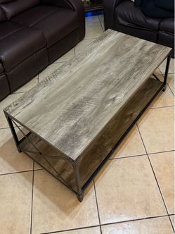 Coffee table square wood metal