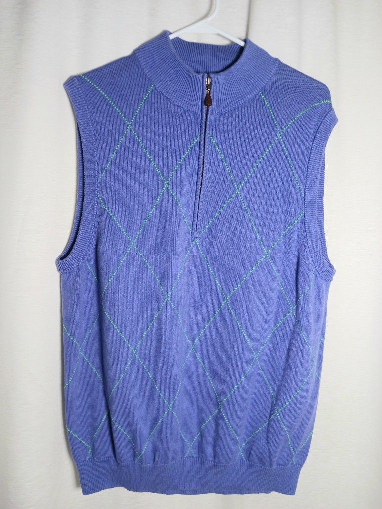 Donald Ross Men's Golf Large Sweater Vest Mock Neck Quarter Zip Knit Activewear