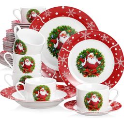 New VEWEET SANTA CLAUS 30-Piece Porcelain Dinner Set for 6 People - $75