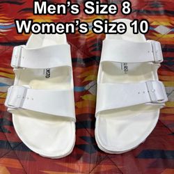 Birkenstock Arizona Essentials EVA White Slide Sandals Men’s Sz 8 Women’s Sz 10