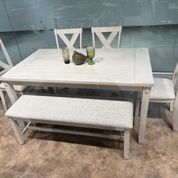 6PC Light Gray Dining Table Set