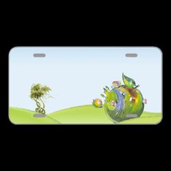 License Plate Novelty Car Front Abstract Globe World Green Painting