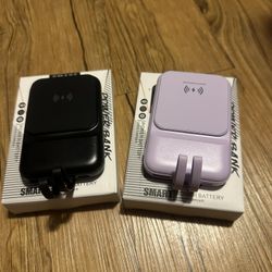 10000mah Magnetic Power Bank With Integrated Cables Black Or Purple New