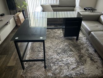 Metal S-Shaped Corner Desk with Drawers