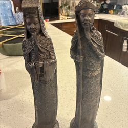 16in Resin Cast Chinese Sculpture Pair