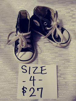 Size 4 Black Infant baby Converse high tops