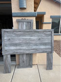 Gray Wood Queen Bed Frame( Headboard & Footboard)