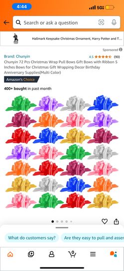 Chunyin 72 Pcs Christmas Wrap Pull Bows Gift Bows with Ribbon 5 Inches Bows for Christmas Gift Wrapping Decor Birthday Anniversary Supplies(Multi Colo