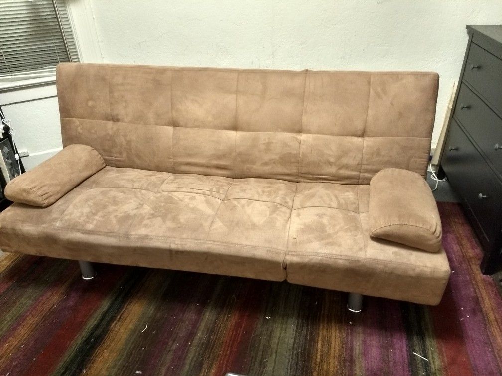 Reclining convertable sofa (tan)