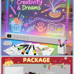 Led Drawing Board with 13 Light Effects, 16" Rechargeable Glow Doodle LED Note Board with Colors, Neon Light Up Drawing Tablet Gifts for Kids for East