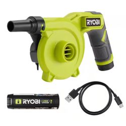RYOBI USB Lithium Cordless High Volume Inflator Kit with USB Lithium 2.0 Ah Battery and Charging Cable=Ryb-137