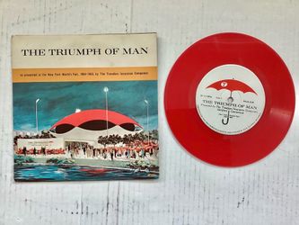 1964-65 NY World’s Fair Souvenir 45 RPM 7” Red Vinyl Record Triumph of Man