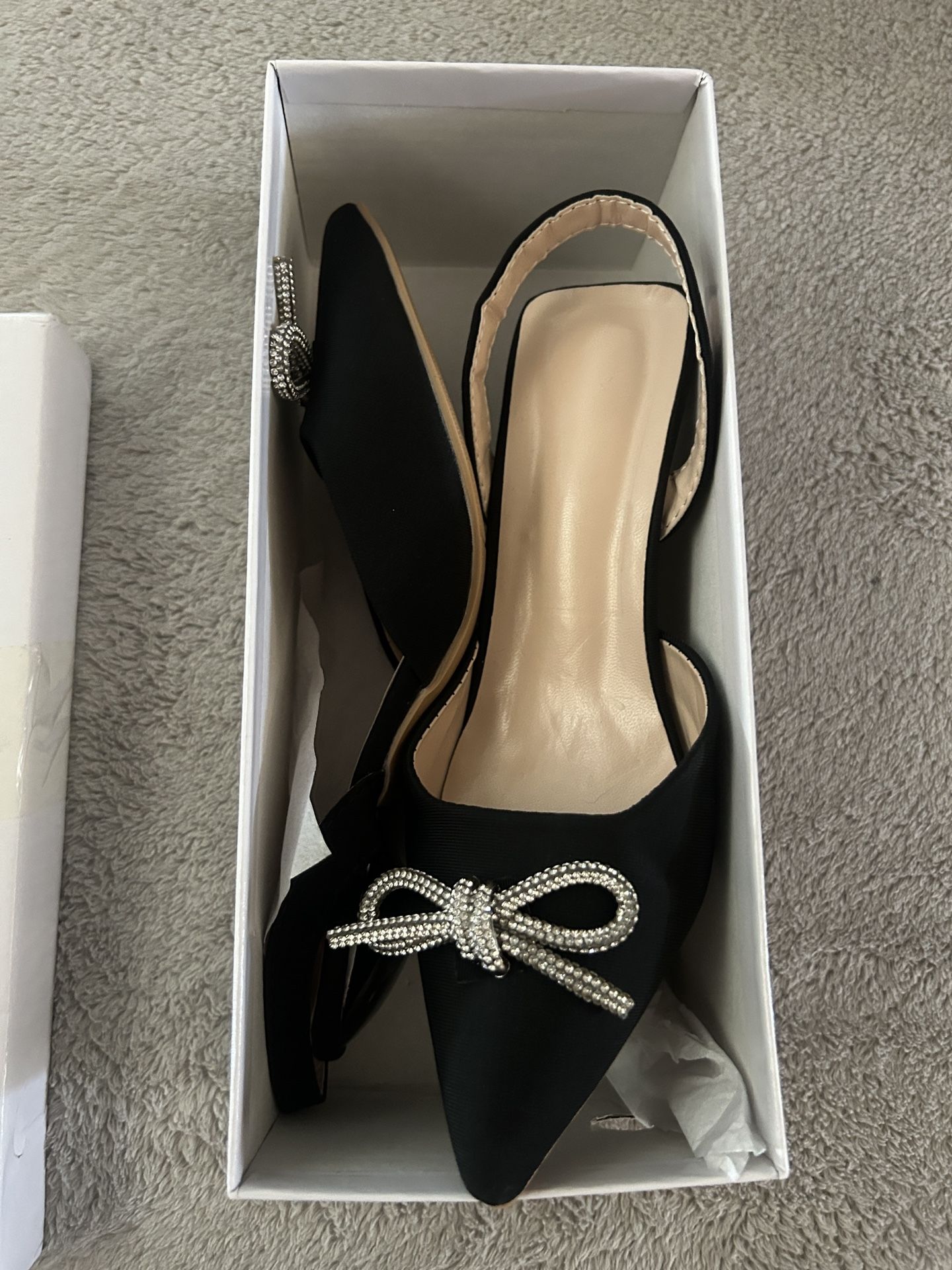 Black Silver Bow Heels