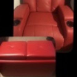 Recliner with Dual Storage Ottoman 