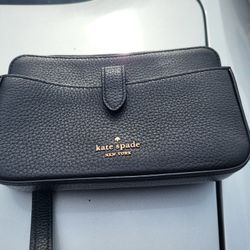 kate spade new york Leila Pebbled Leather Women's Small Tab Crossbody - Black