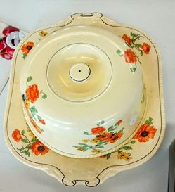 RARE: Vintage (Early 1920's) Muffin Warmer - "The Poppy" - by Sebring "Golden Maize" China.