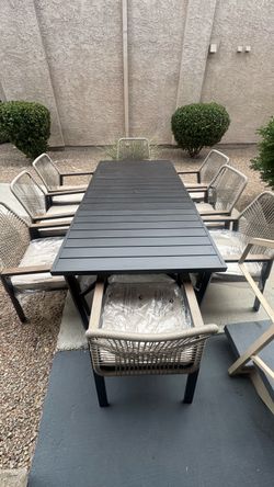 8-Person Rectangular Rattan Patio Dining Set