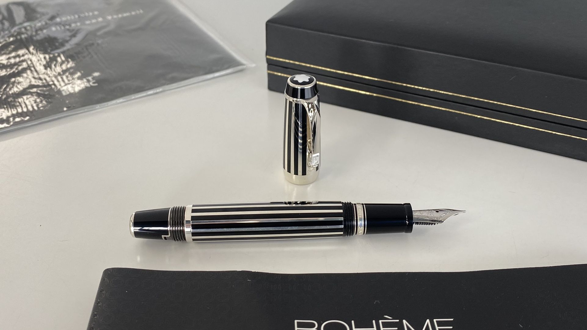 MONTBLANC BOHEME 925 STERLING SILVER STRIPES FOUNTAIN PEN NEW 100