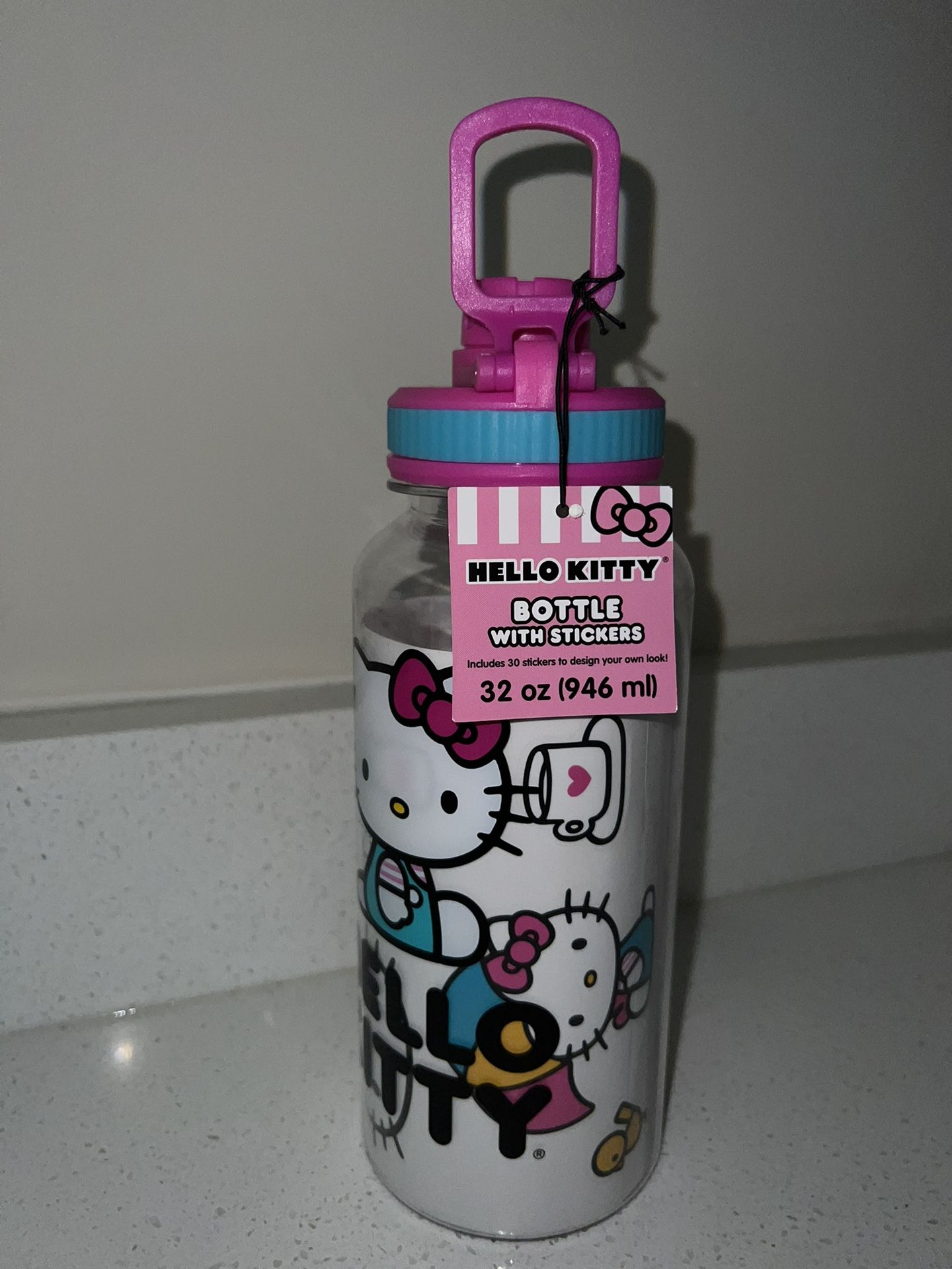 Hello Kitty Water Bottle With Stickers - New