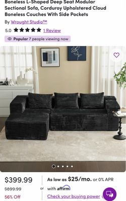 Black boneless couch