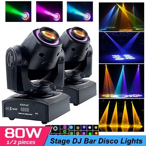 2 spot moving head 80 watts led ring stage lights