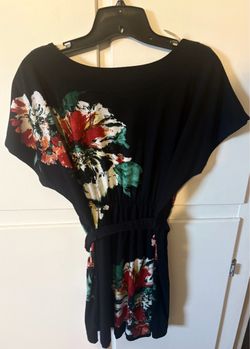 Forever 21 Black Floral Print Belted Dress