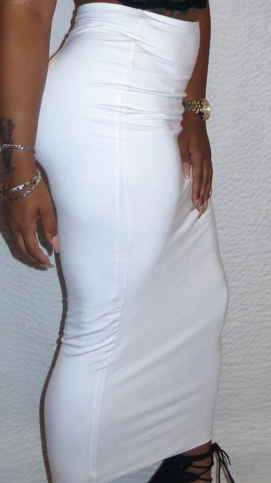 Long white pencil skirt