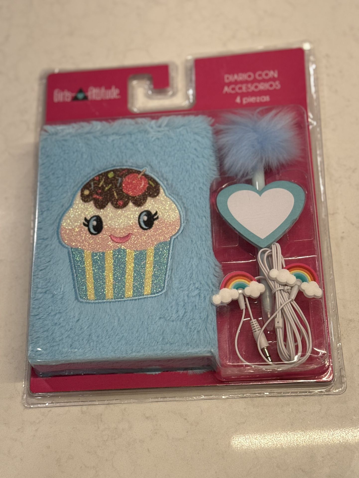 Girls Diary Gift Set w/ Accessories — Notebook, Pen, Headphones (NEW)