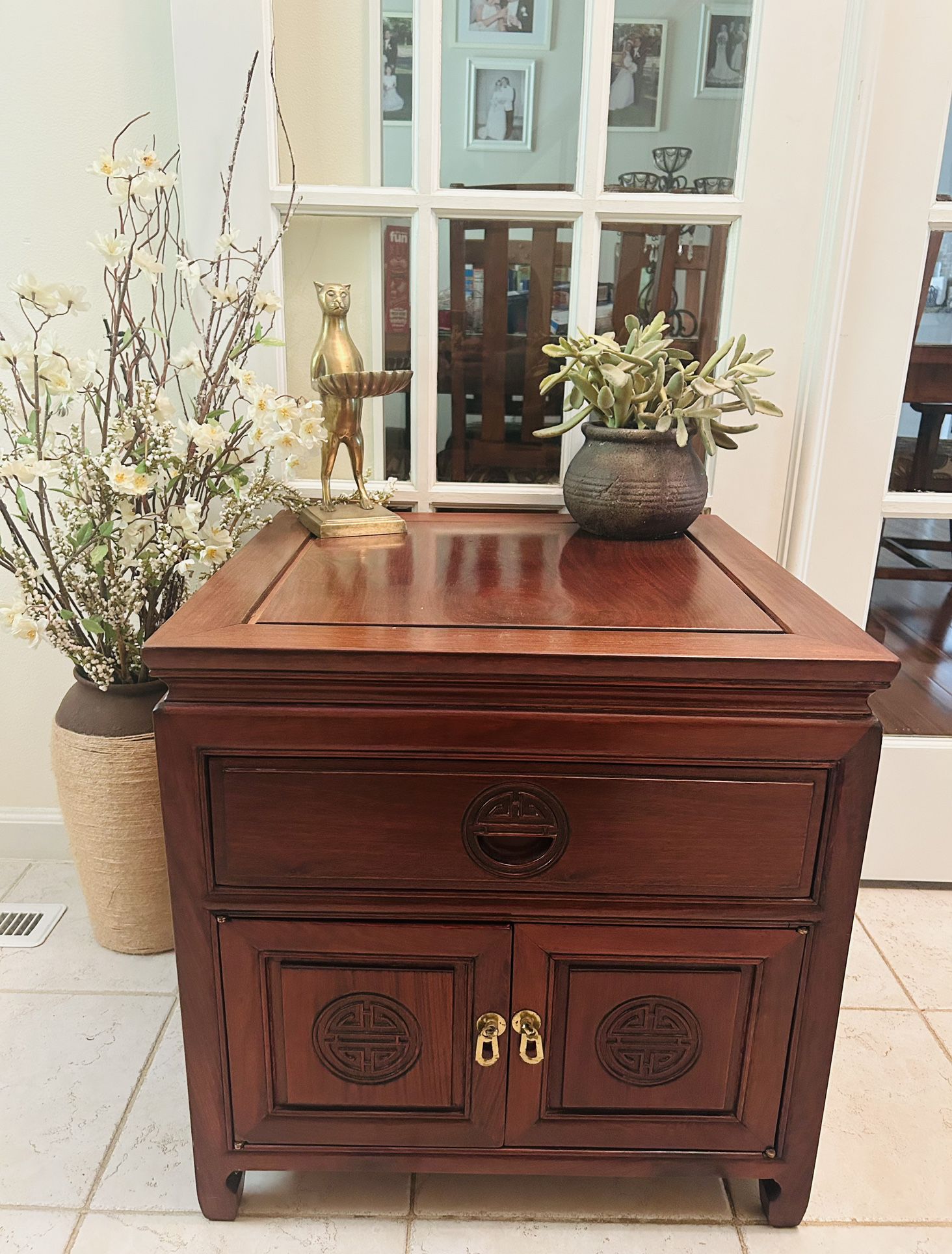 Solid Wood Asian Inspired Side/Accent Table