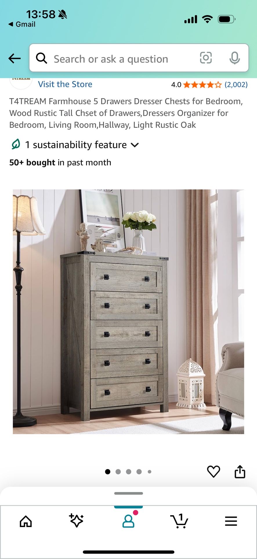 Farmhouse 5 Drawer Dresser