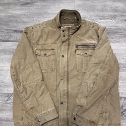 Levi's Jacket Mens 2XL Tan Brown Denim Canvas Workwear Full Zip