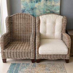 Set of 2 Wicker Lounge Chairs